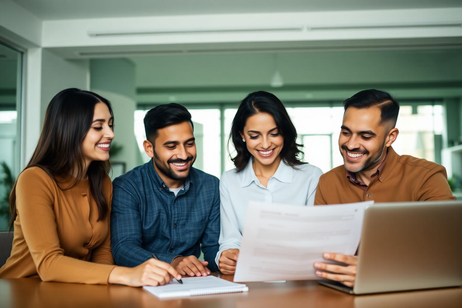 Família sorrindo após renegociar financiamento